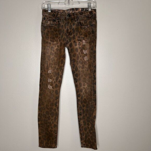 R13 Late Skinny Leopard Print Jeans Mob Wife - Picture 3 of 7